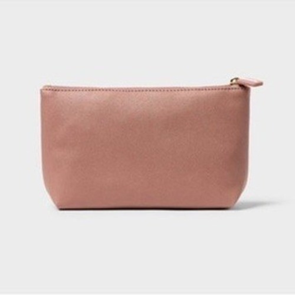 Sonia Kashuk Makeup Bag Women Small Mauve Pink Faux Leather Zipper NWT